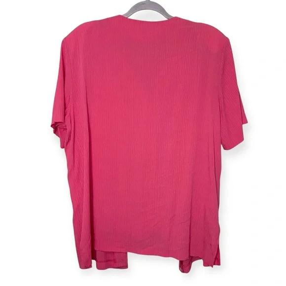 ALFRED DUNNER VINTAGE Fuchsia Pink Short-Sleeve Blazer Blouse, Size 18 - Picture 3 of 7